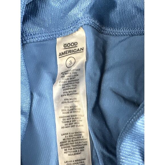 Good American - The Fab Ribbed Leggings in Metallic Blue - Picture 3 of 4